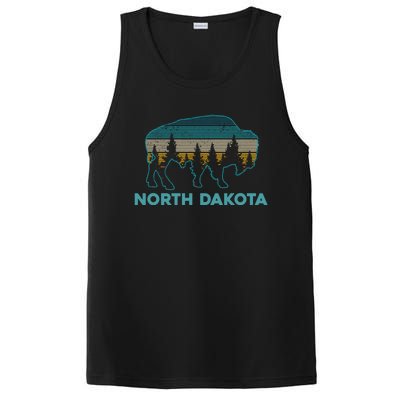 North Dakota Bison Vintage American Buffalo Souvenir Gift PosiCharge Competitor Tank