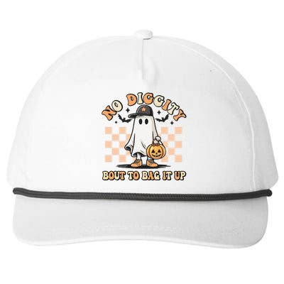 No Diggity Bout To Bag It Up Ghost Halloween Kids Snapback Five-Panel Rope Hat