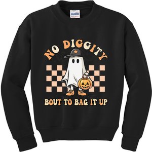 No Diggity Bout To Bag It Up Ghost Halloween Kids Kids Sweatshirt