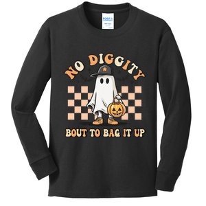 No Diggity Bout To Bag It Up Ghost Halloween Kids Kids Long Sleeve Shirt