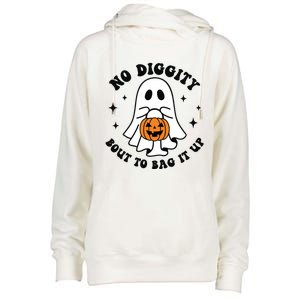 No Diggity Bout To Bag It Up Cute Retro Halloween Womens Funnel Neck Pullover Hood