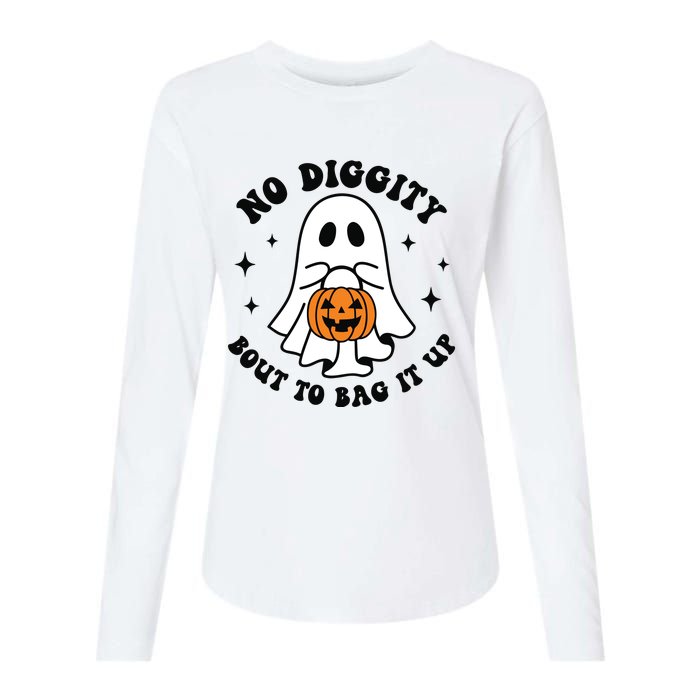 No Diggity Bout To Bag It Up Cute Retro Halloween Womens Cotton Relaxed Long Sleeve T-Shirt