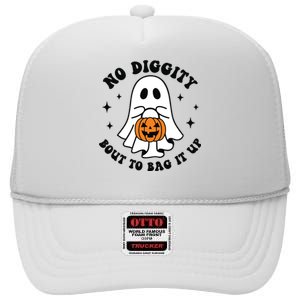 No Diggity Bout To Bag It Up Cute Retro Halloween High Crown Mesh Back Trucker Hat