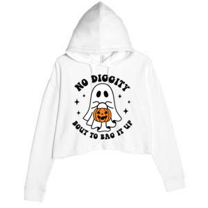 No Diggity Bout To Bag It Up Cute Retro Halloween Crop Fleece Hoodie