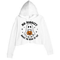 No Diggity Bout To Bag It Up Cute Retro Halloween Crop Fleece Hoodie