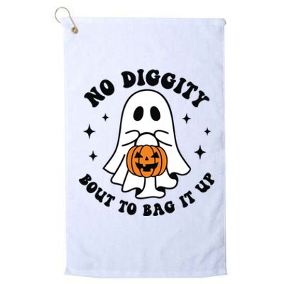 No Diggity Bout To Bag It Up Cute Retro Halloween Platinum Collection Golf Towel