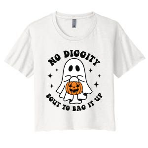 No Diggity Bout To Bag It Up Cute Retro Halloween Women's Crop Top Tee