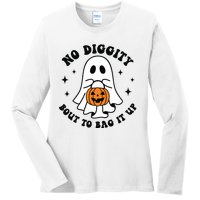 No Diggity Bout To Bag It Up Cute Retro Halloween Ladies Long Sleeve Shirt