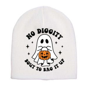 No Diggity Bout To Bag It Up Cute Retro Halloween Short Acrylic Beanie