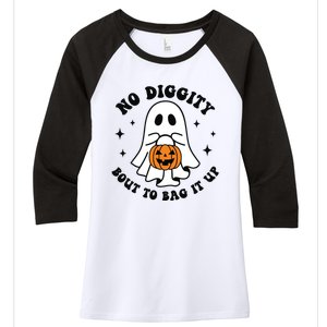 No Diggity Bout To Bag It Up Cute Retro Halloween Women's Tri-Blend 3/4-Sleeve Raglan Shirt