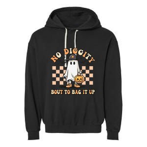 No Diggity Bout To Bag It Up Ghost Halloween Garment-Dyed Fleece Hoodie