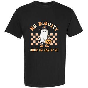 No Diggity Bout To Bag It Up Ghost Halloween Garment-Dyed Heavyweight T-Shirt