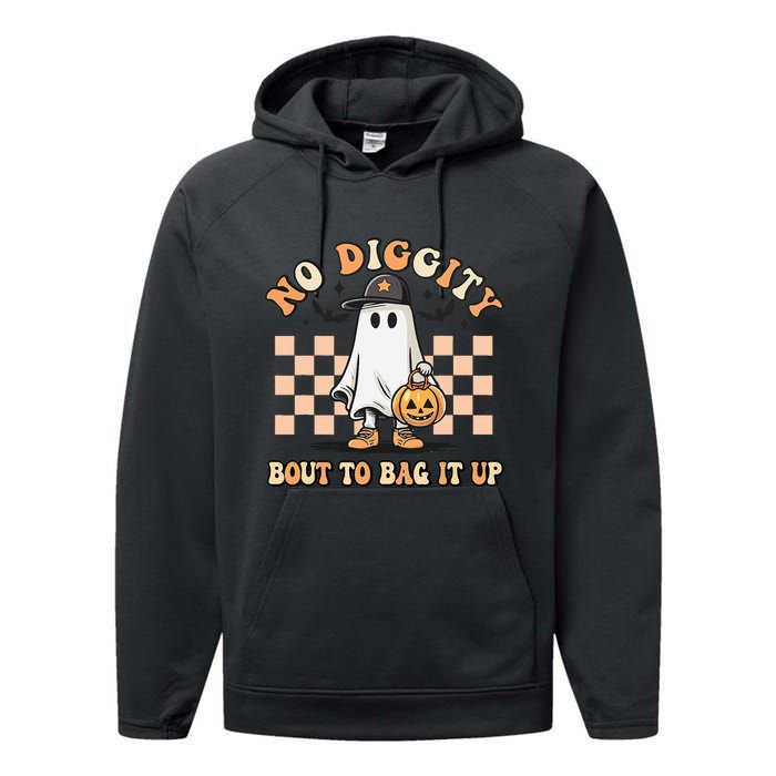 No Diggity Bout To Bag It Up Ghost Halloween Performance Fleece Hoodie