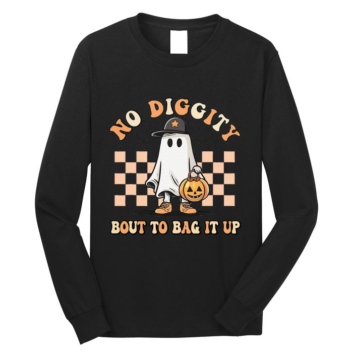 No Diggity Bout To Bag It Up Ghost Halloween Long Sleeve Shirt