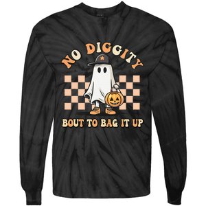 No Diggity Bout To Bag It Up Ghost Halloween Tie-Dye Long Sleeve Shirt