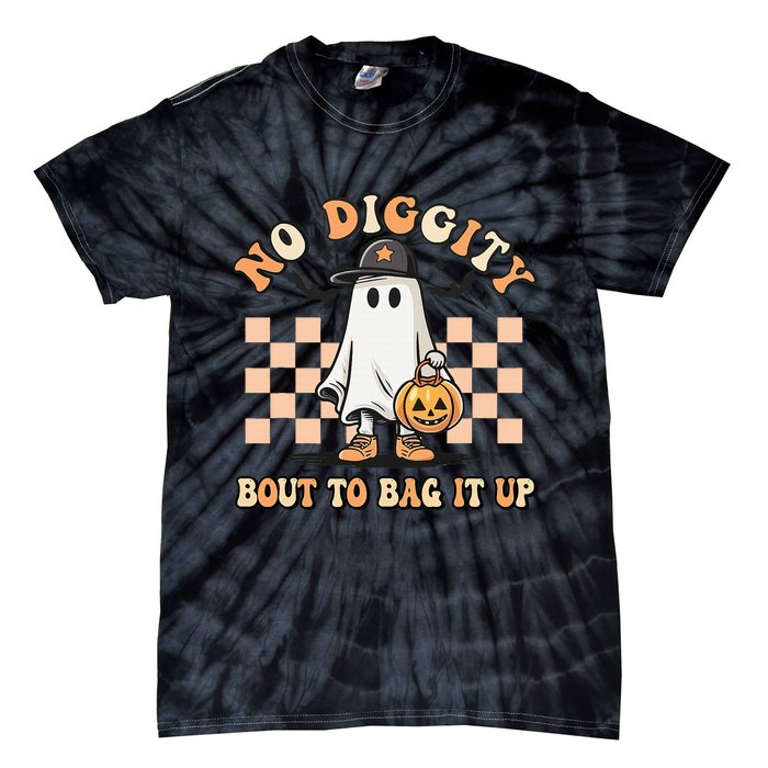 No Diggity Bout To Bag It Up Ghost Halloween Tie-Dye T-Shirt