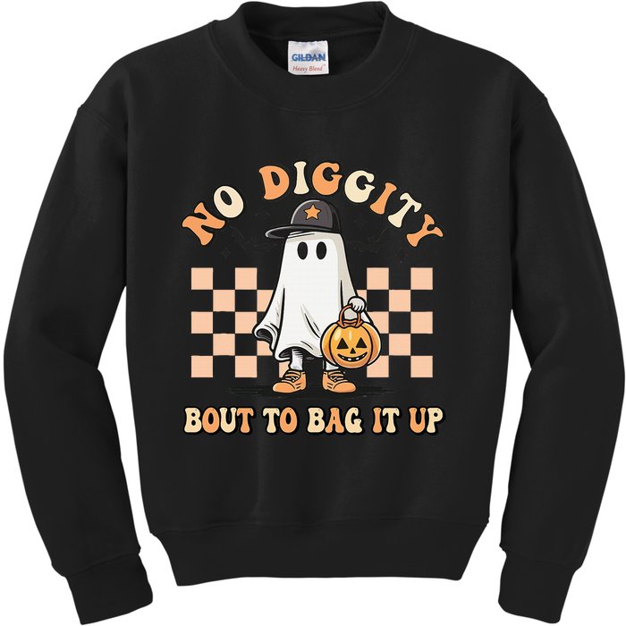 No Diggity Bout To Bag It Up Ghost Halloween Kids Sweatshirt