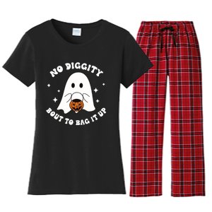 No Diggity Bout To Bag It Up Halloween Trick Or Treat Ghost Women's Flannel Pajama Set