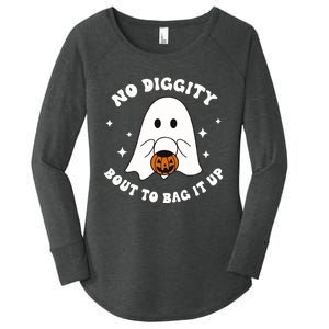 No Diggity Bout To Bag It Up Halloween Trick Or Treat Ghost Women's Perfect Tri Tunic Long Sleeve Shirt