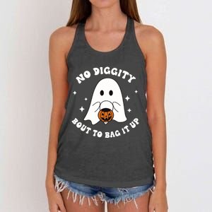 No Diggity Bout To Bag It Up Halloween Trick Or Treat Ghost Women's Knotted Racerback Tank