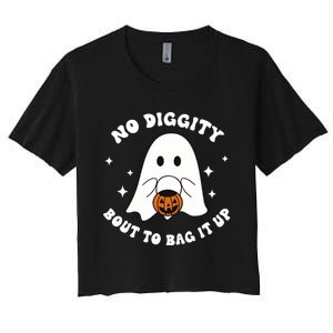 No Diggity Bout To Bag It Up Halloween Trick Or Treat Ghost Women's Crop Top Tee