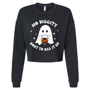 No Diggity Bout To Bag It Up Halloween Trick Or Treat Ghost Cropped Pullover Crew