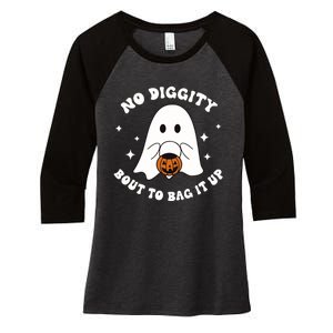 No Diggity Bout To Bag It Up Halloween Trick Or Treat Ghost Women's Tri-Blend 3/4-Sleeve Raglan Shirt