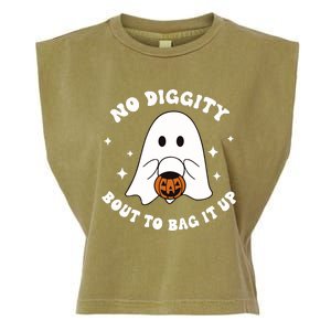 No Diggity Bout To Bag It Up Halloween Trick Or Treat Ghost Garment-Dyed Women's Muscle Tee