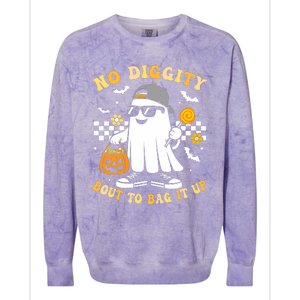 No Diggity Bout To Bag It Up Retro Ghost Halloween Colorblast Crewneck Sweatshirt