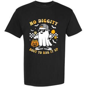 No Diggity Bout To Bag It Up Retro Ghost Halloween Garment-Dyed Heavyweight T-Shirt