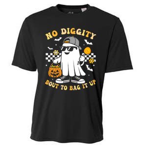 No Diggity Bout To Bag It Up Retro Ghost Halloween Cooling Performance Crew T-Shirt