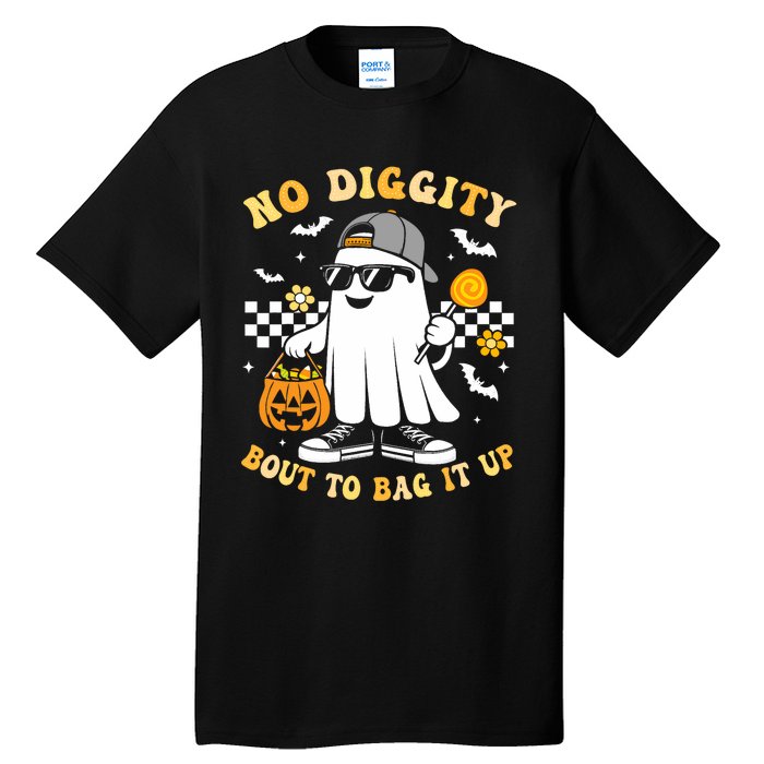 No Diggity Bout To Bag It Up Retro Ghost Halloween Tall T-Shirt