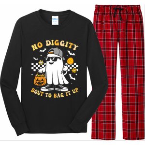 No Diggity Bout To Bag It Up Retro Ghost Halloween Long Sleeve Pajama Set