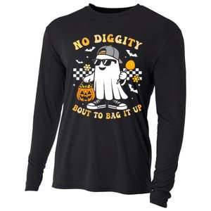 No Diggity Bout To Bag It Up Retro Ghost Halloween Cooling Performance Long Sleeve Crew