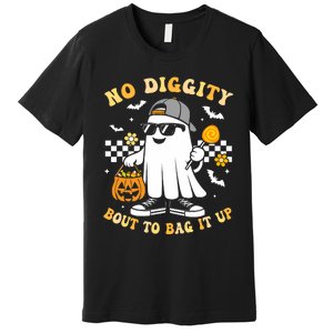 No Diggity Bout To Bag It Up Retro Ghost Halloween Premium T-Shirt