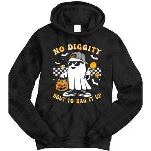 No Diggity Bout To Bag It Up Retro Ghost Halloween Tie Dye Hoodie