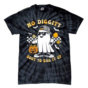 No Diggity Bout To Bag It Up Retro Ghost Halloween Tie-Dye T-Shirt