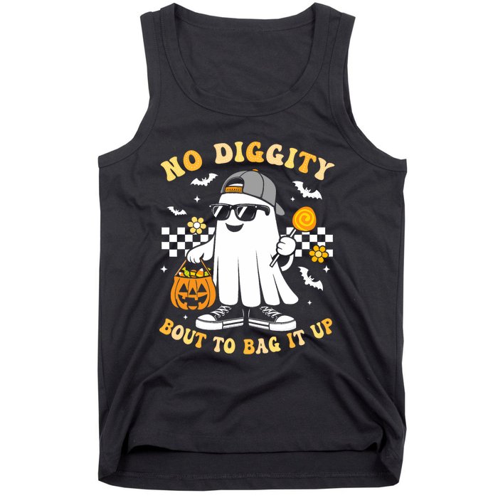 No Diggity Bout To Bag It Up Retro Ghost Halloween Tank Top