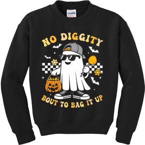 No Diggity Bout To Bag It Up Retro Ghost Halloween Kids Sweatshirt