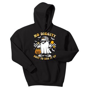 No Diggity Bout To Bag It Up Retro Ghost Halloween Kids Hoodie