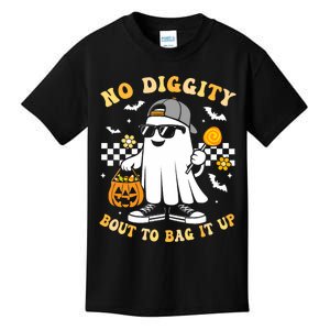 No Diggity Bout To Bag It Up Retro Ghost Halloween Kids T-Shirt