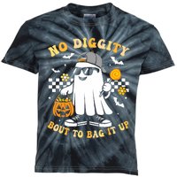 No Diggity Bout To Bag It Up Retro Ghost Halloween Kids Tie-Dye T-Shirt