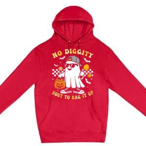 No Diggity Bout To Bag It Up Retro Ghost Halloween Premium Pullover Hoodie