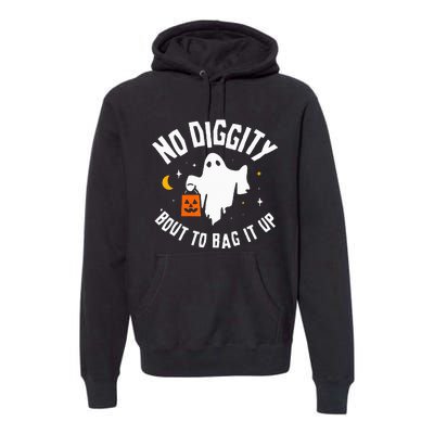 No Diggity Bout To Bag It Up Cute Ghost Halloween Candy Premium Hoodie