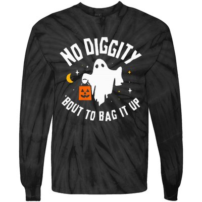 No Diggity Bout To Bag It Up Cute Ghost Halloween Candy Tie-Dye Long Sleeve Shirt