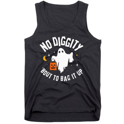 No Diggity Bout To Bag It Up Cute Ghost Halloween Candy Tank Top