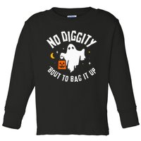 No Diggity Bout To Bag It Up Cute Ghost Halloween Candy Toddler Long Sleeve Shirt