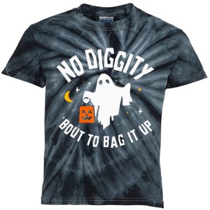 No Diggity Bout To Bag It Up Cute Ghost Halloween Candy Kids Tie-Dye T-Shirt