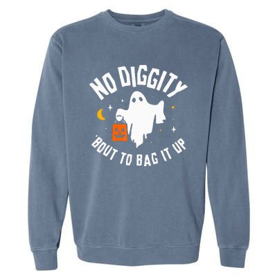 No Diggity Bout To Bag It Up Cute Ghost Halloween Candy Garment-Dyed Sweatshirt