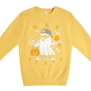 No Diggity Bout To Bag It Up Retro Ghost Halloween Gift Premium Crewneck Sweatshirt